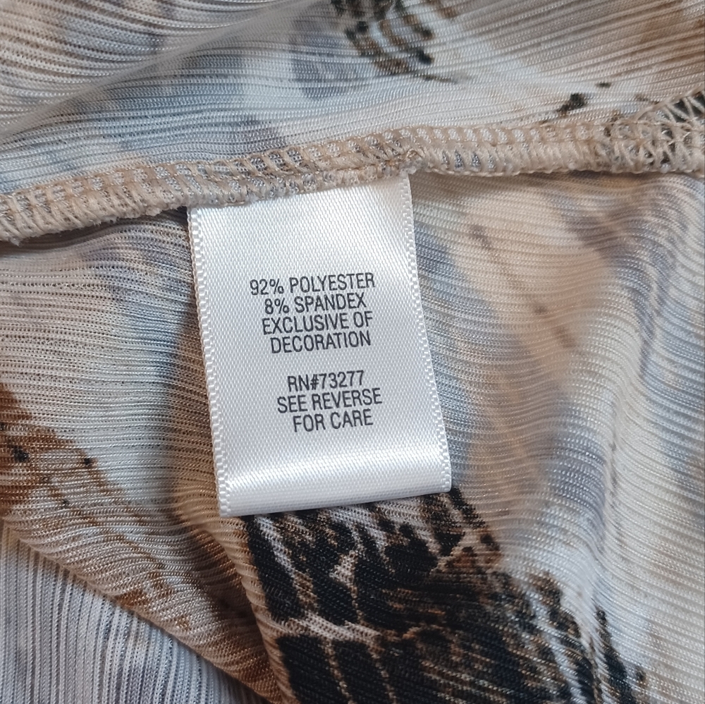 Dana Buchman White, Black & Brown Abstract Pattern Blouse - Picture 9 of 15